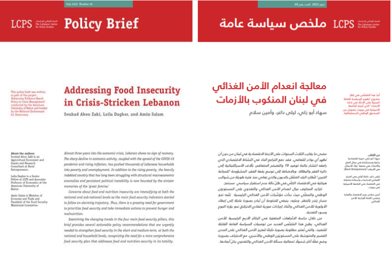 معالجة انعدام الأمن الغذائي في لبنان المنكوب بالأزمات